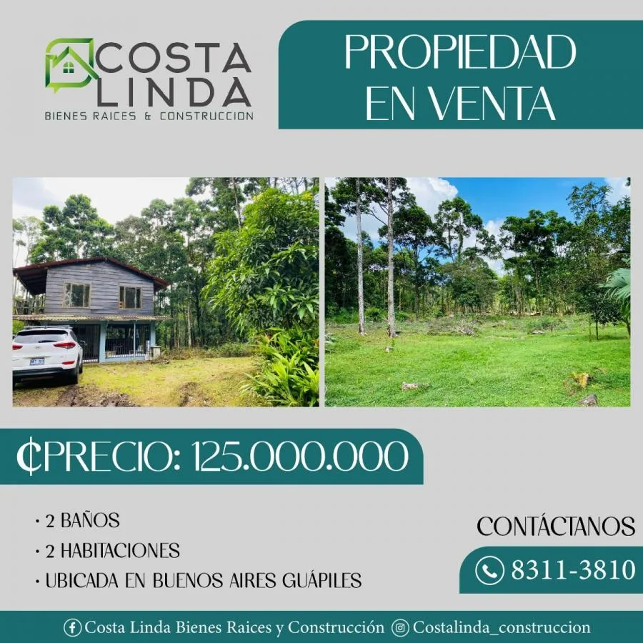 Propiedad a la ven ta en Buenos Aires, Guápiles - Venta en Guápiles