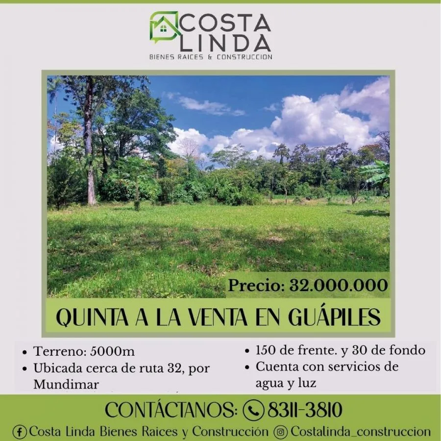 Terreno a la venta en  Mundimar - Venta en Guápiles
