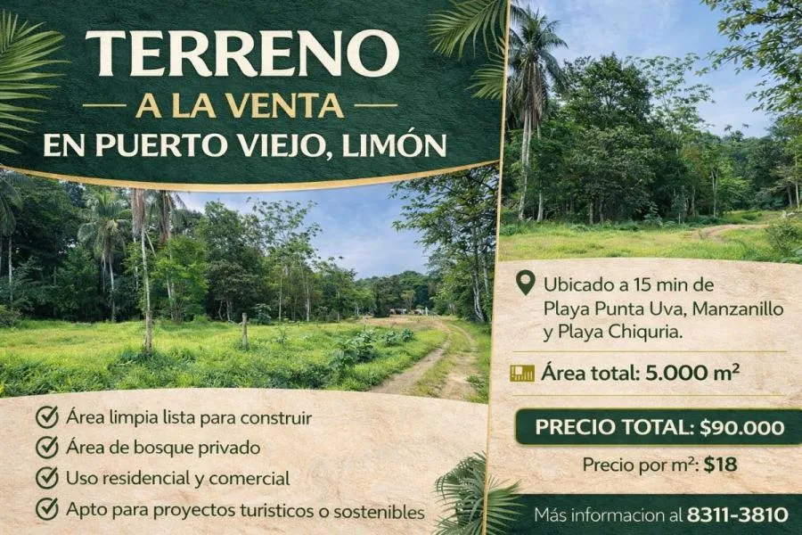 Terreno a la venta en Puerto Viejo, Limón - Venta en Talamanca