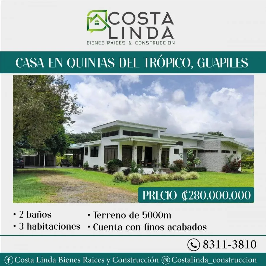 Casa a la venta en Quintas del Trópico, Guápiles - Venta en Guápiles