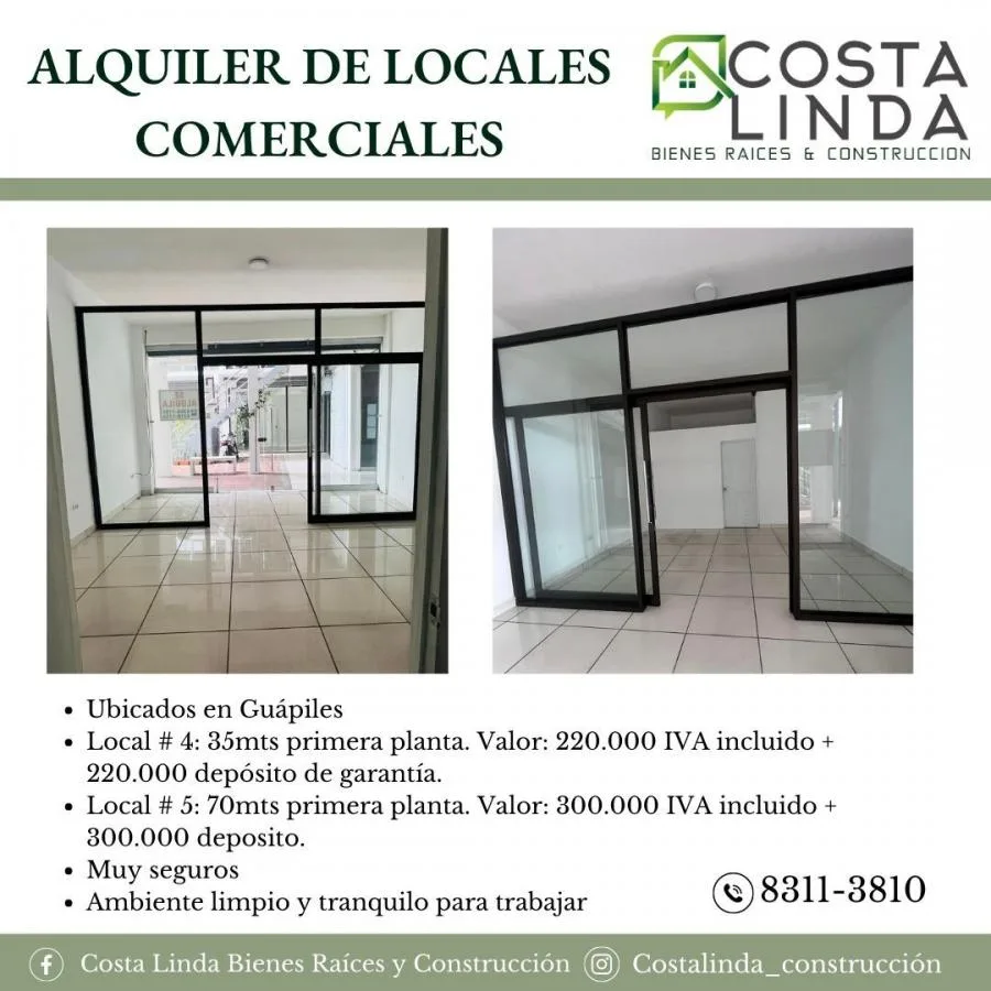 Alquiler de Locales Comerciales en Guápiles - Alquiler / Renta en Guápiles