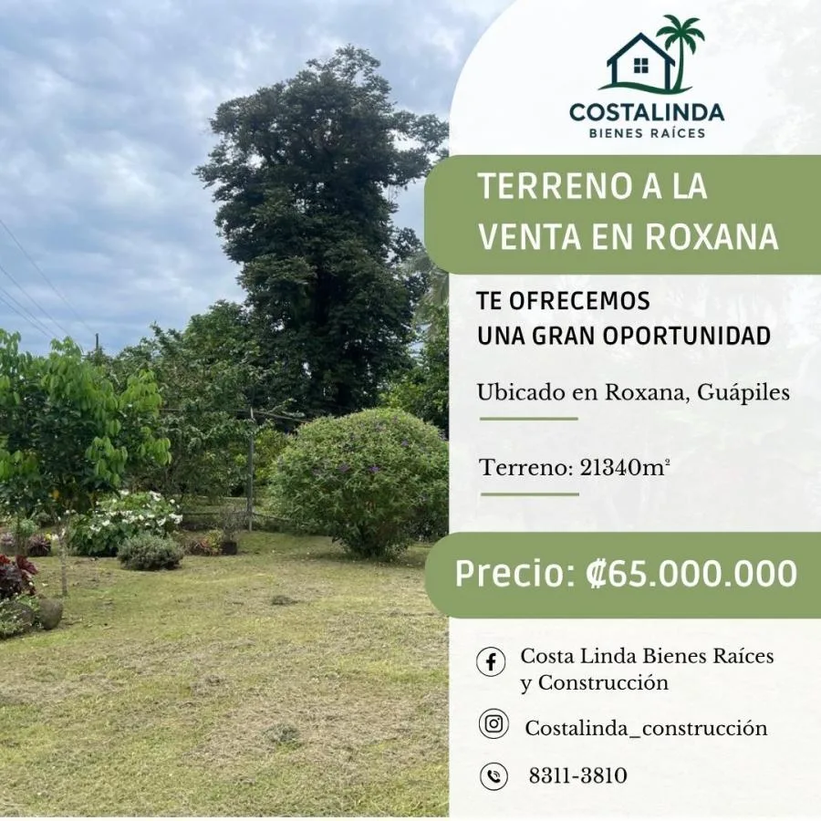 Terreno a la venta en Roxana, Guápiles - Venta en Roxana