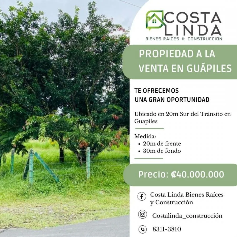 Propiedad a la venta en Guápiles - Venta en Guápiles