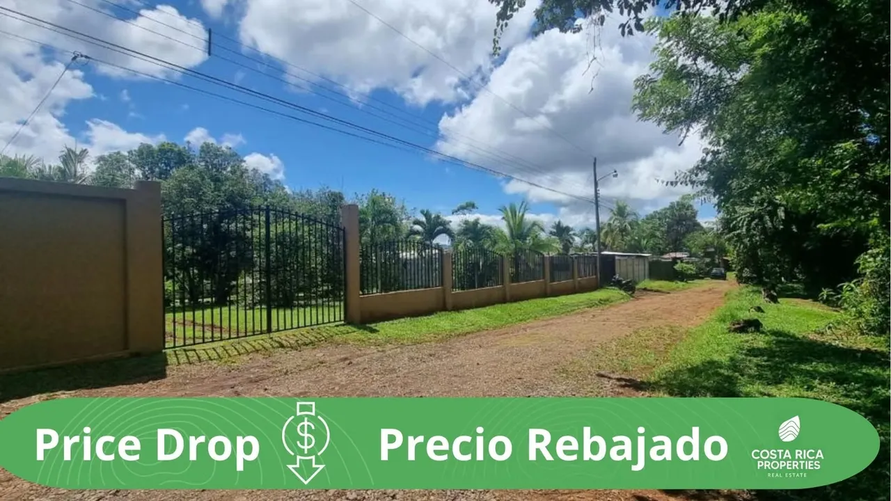 Lote en venta en Orotina, cerrado con tapias, plano, árboles frutales