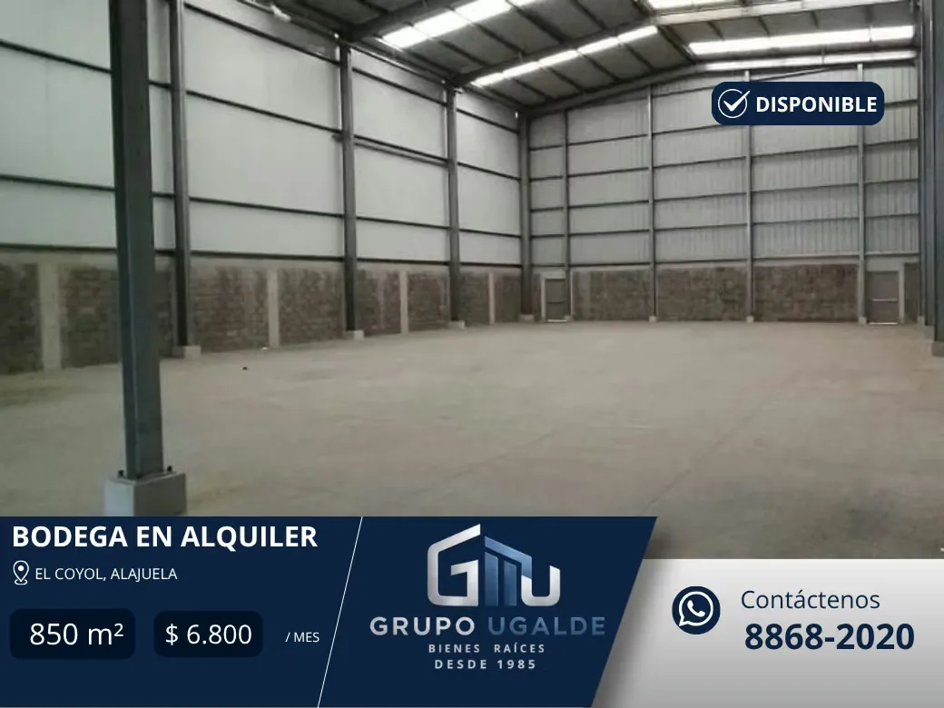 Bodega Alquiler Alajuela Coyol 850m2