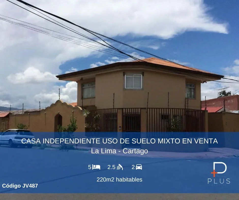 5 BEDROOM HOUSE MIXED LAND USE FOR SALE LA LIMA CARTAGO CODE JV487