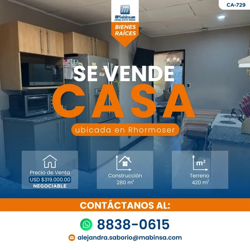 CA-729, Casa de un piso en Rohrmoser, PRECIO REBAJADO