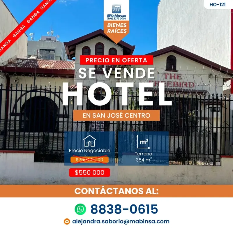 HOTEL FOR SALE – San José, Catedral | HO-121