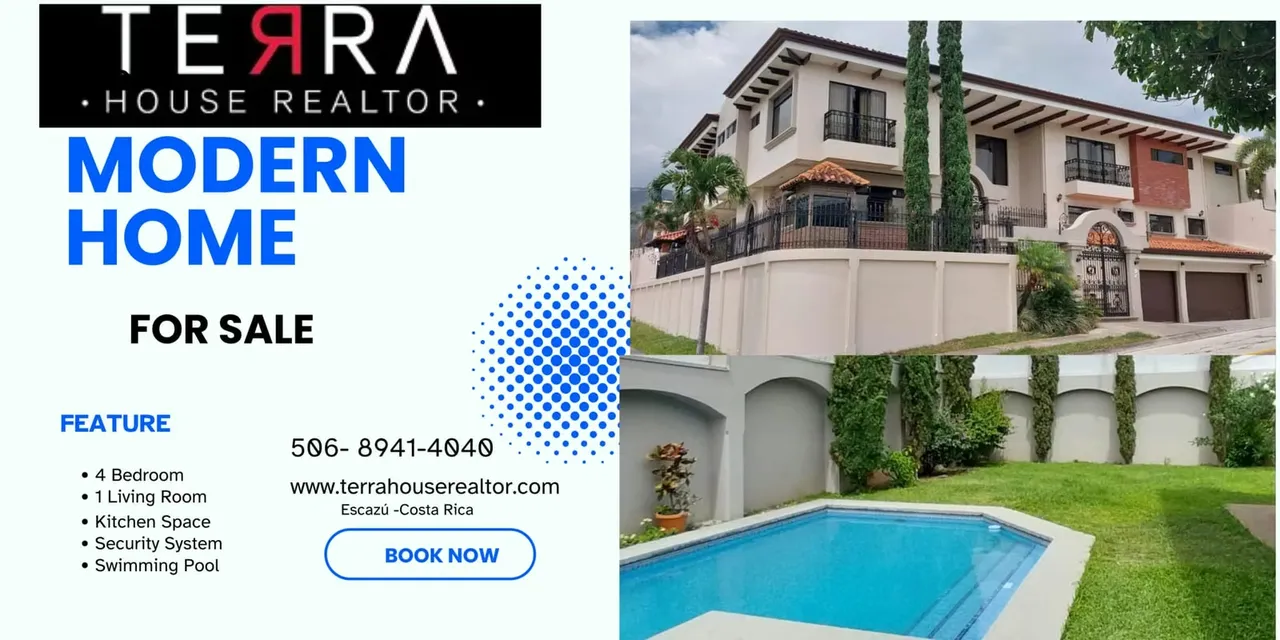 Espectacular casa esquinera. En el mejor residencial de Escazú con seguridad 24/7, circuito cerrado.