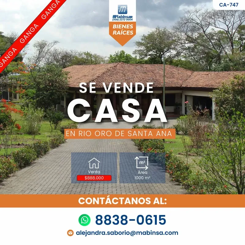 HOUSE FOR SALE – Río Oro, Santa Ana | CA-747