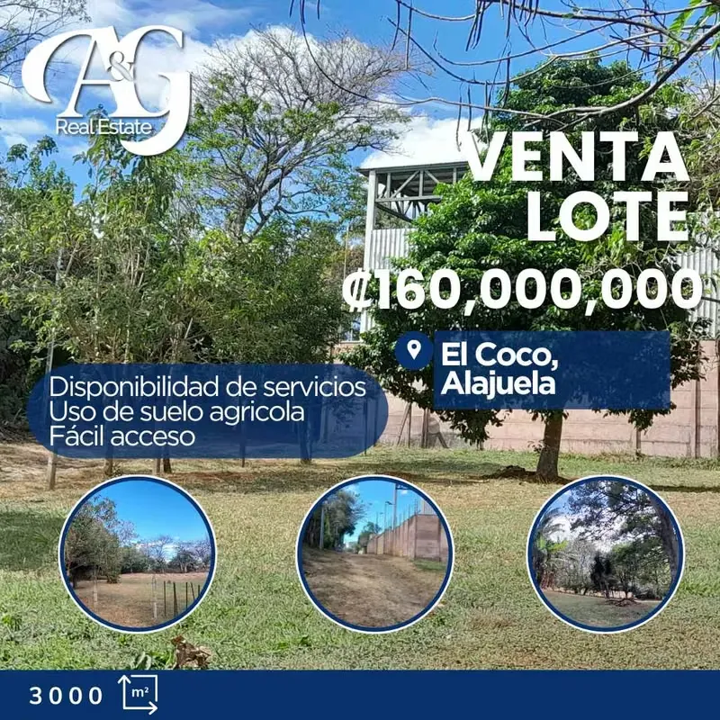 Lote de 3000 m2, topografía plana, con servidumbre amplia y con uso de suelo agrícola.