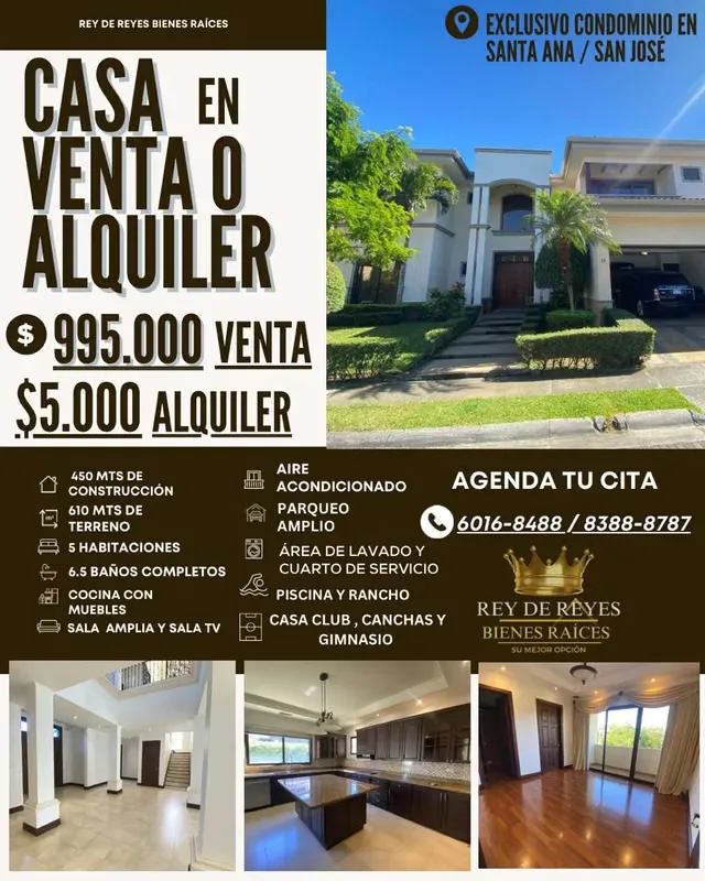 Se vende o se alquila casa de lujo en uno de los condominios más exclusivos de Santa Ana, San José