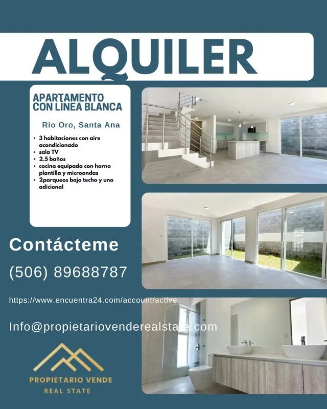 House for rent with appliances in Nasara Condominium in Río Oro, Santa Ana