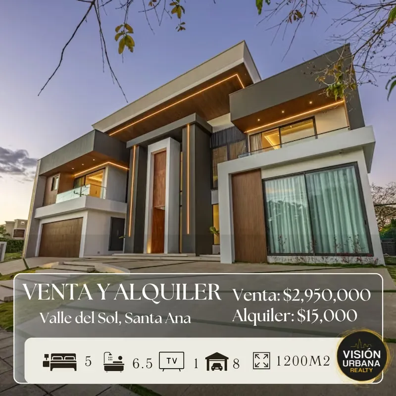 Exclusive brand-new luxury home in Valle del Sol, boasting a 1200m2 lot and an impressive 1500m2 of construction, distributed as follows: