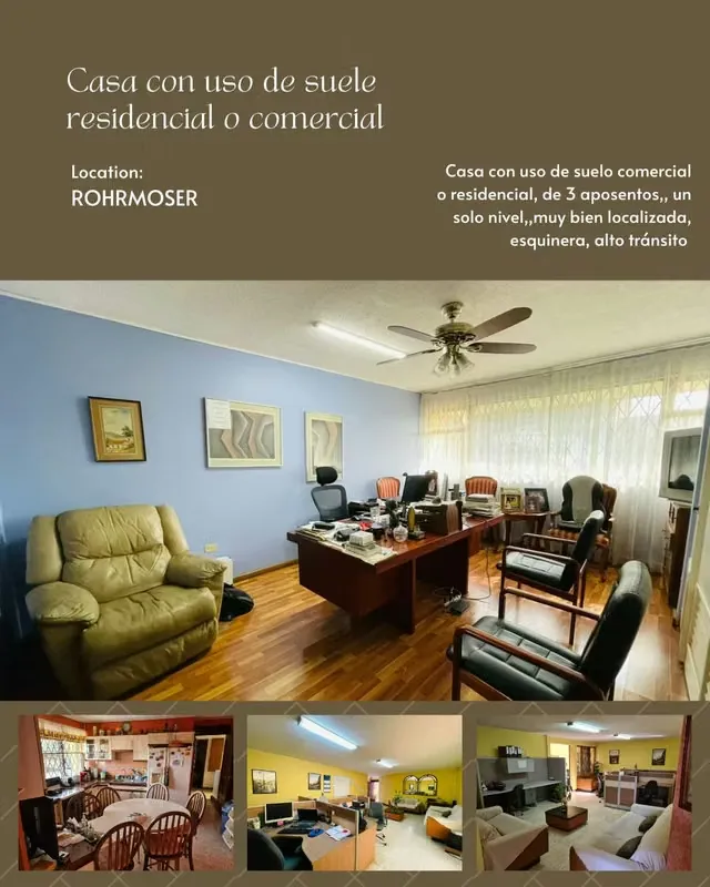 Casa en Rohmoser para venta Con uso de suelo residencial y comercial