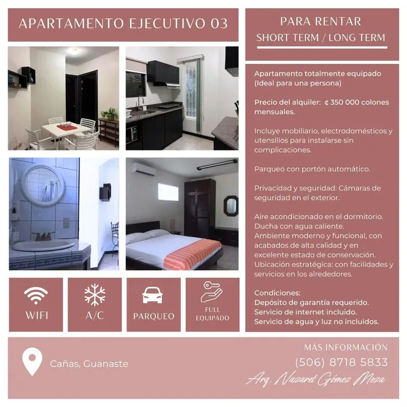 Se alquila moderno apartamento ejecutivo, completamente equipado, ideal para una persona o profesional que busca ...