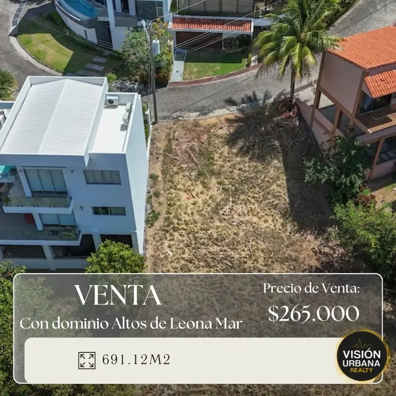 Lot for sale in the exclusive gated community of Altos de Leonamar, located within Punta Leona, on the Central Pacific coast. At 691.12 m², this lot is one of the last ...
