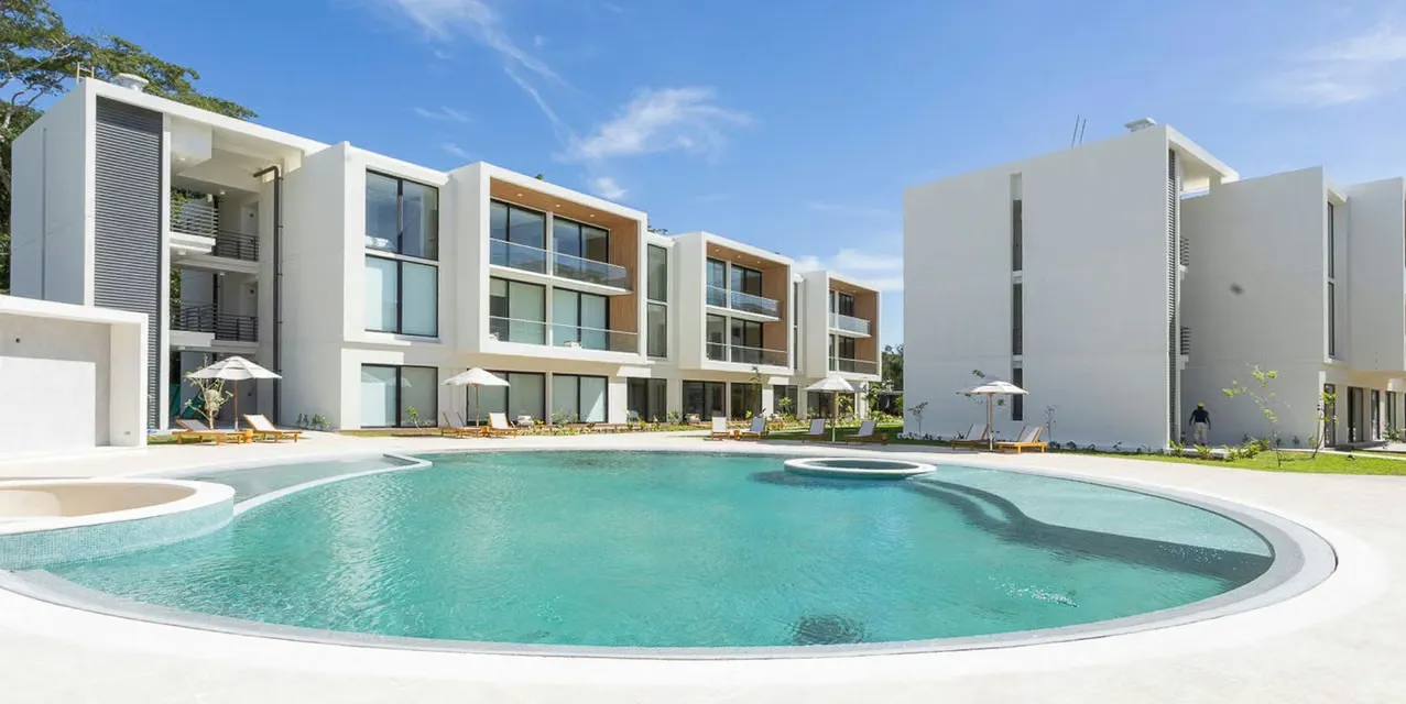 These modern, fully furnished two-bedroom apartments at Become Nosara offer a distinctive blend of comfort and style, each featuring a private terrace or balcony that invites serene ...