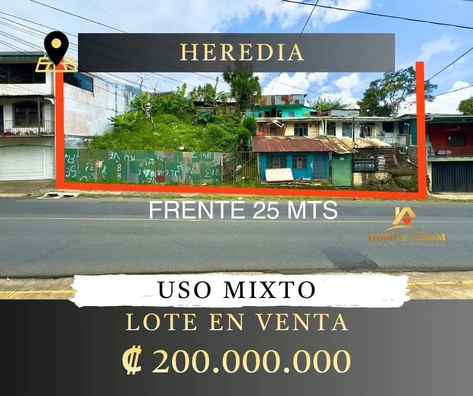 Lote en venta en Heredia con uso mixto 714m2