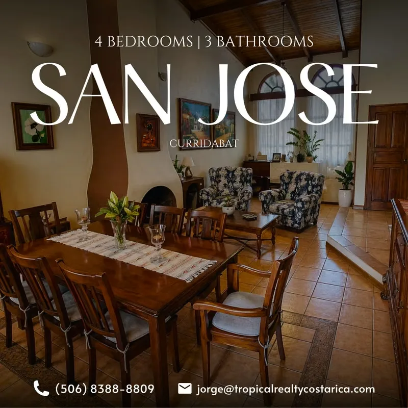 Home for Sale in Curridabat – 3 Levels, Office, TV Room & Spacious Layout