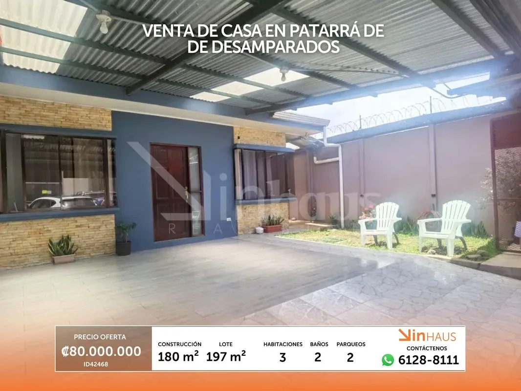 Venta de casa en Patarrá de Desamparados -EU
