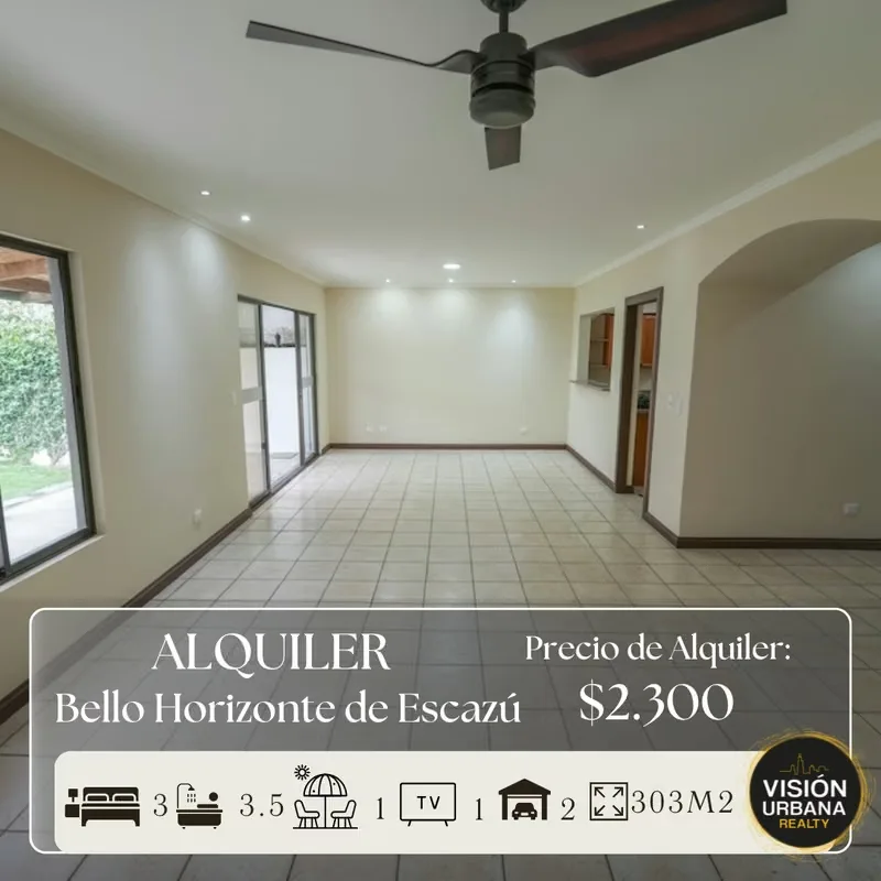 3-Bedroom House in Bello Horizonte de Escazú, located in the Provenza Condominium. This 303m² (3,303 sq ft) home is distributed over two levels as follows: