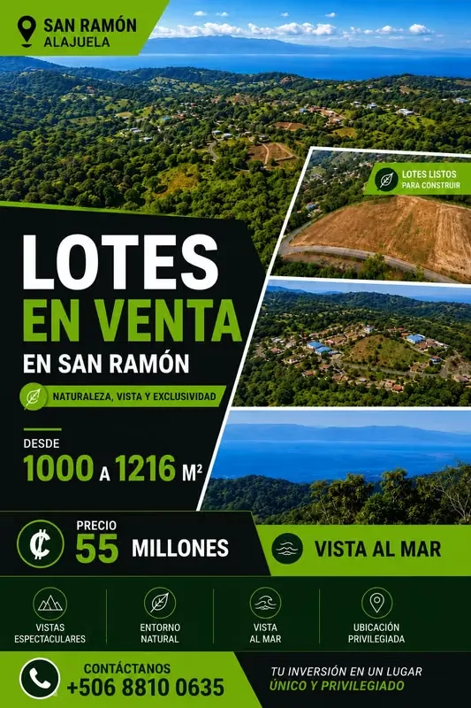 Lotes con Vista al Océano en El Empalme, San Ramón