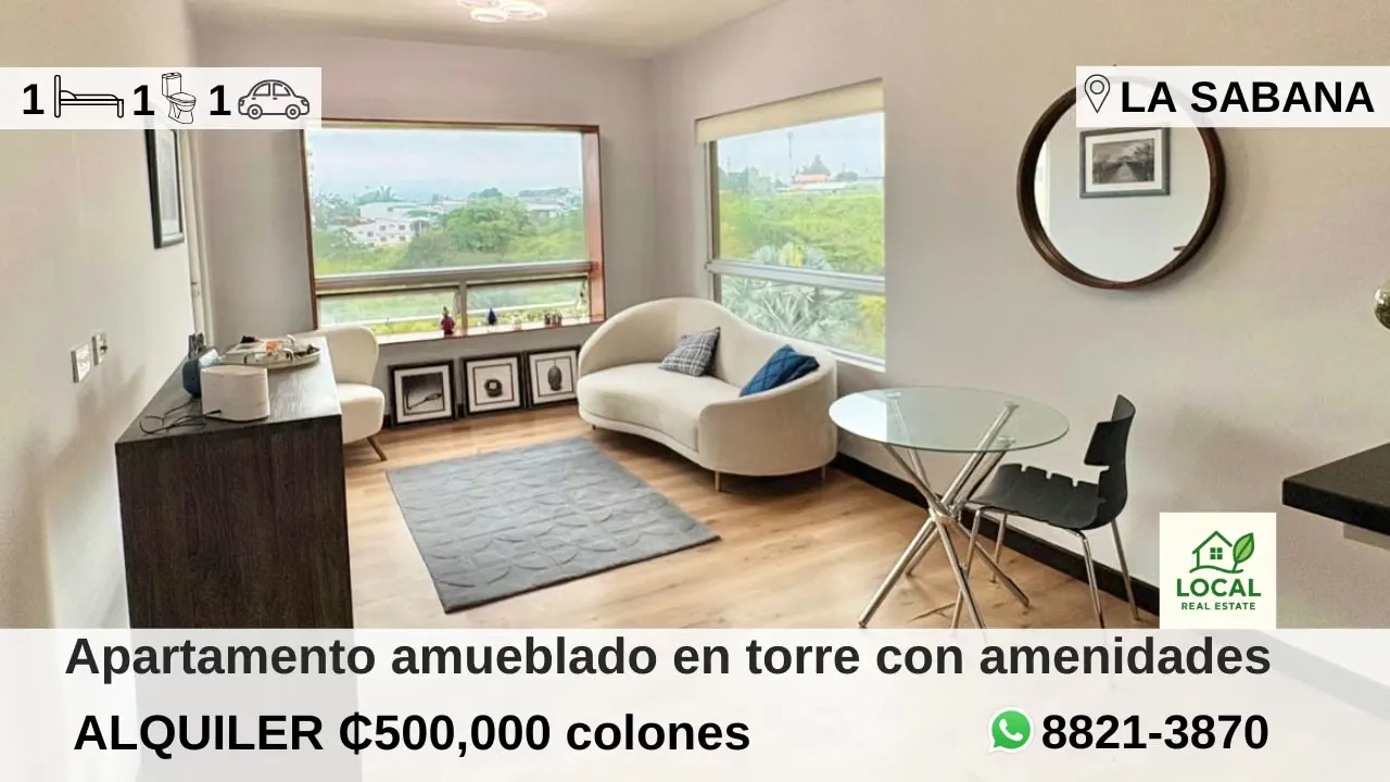 Apartamento amueblado un dormitorio en La Sabana en torre