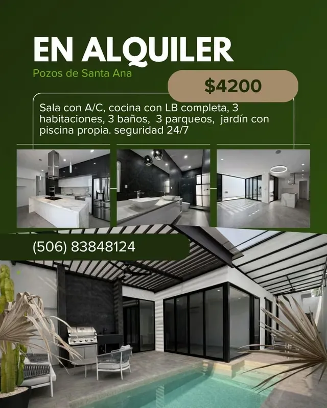 Moderna casa de una sola planta ubicada en uno de los residenciales más exclusivos de Santa Ana. Destaca por su diseño ...