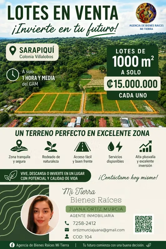 HEREDIA, SE VENTE LOTE EN SARAPIQUI, COD 104, PRECIO