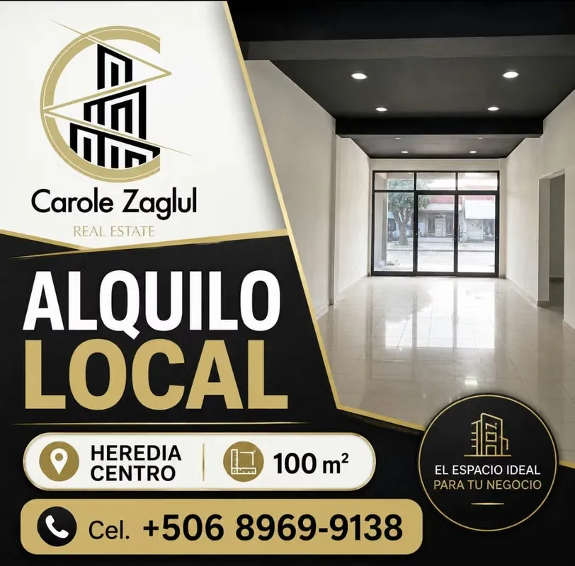 Alquiler de local comercial en Heredia Centro frente el Mercado Florence.