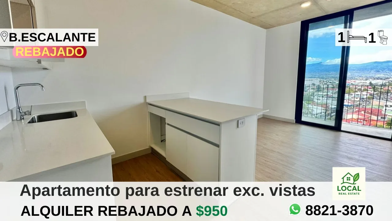 Apartamento un dormitorio para estrenar en Barrio Escalante