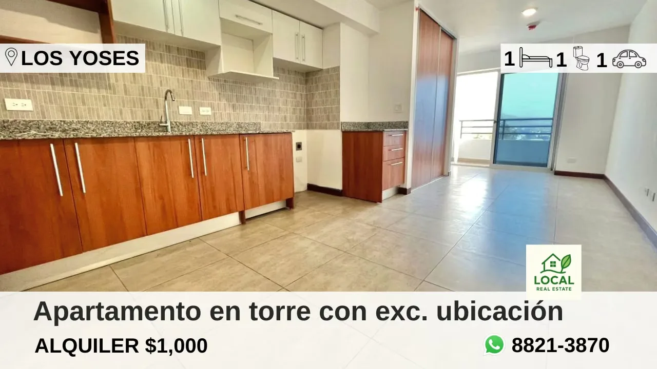 Apartamento de un dormitorio en torre en Los Yoses