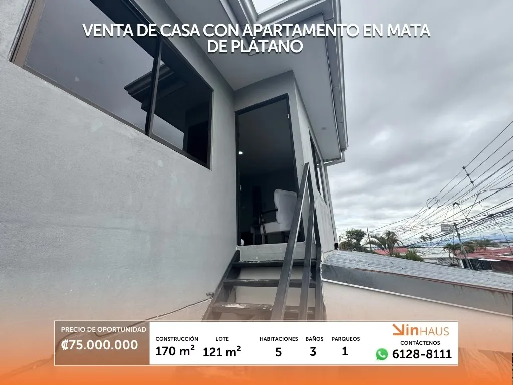 Venta de casa con apartamento en urbanización ubicada en Mata de Plátano de Goicoechea. En primera planta se ubica la casa original, la cual posee un gareje para un carro y espacio ... — photo 2