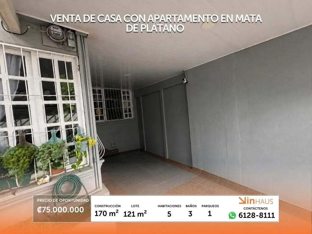 Venta de casa con apartamento en urbanización ubicada en Mata de Plátano de Goicoechea. En primera planta se ubica la casa original, la cual posee un gareje para un carro y espacio ... — photo 3