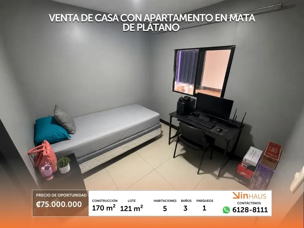 Venta de casa con apartamento en urbanización ubicada en Mata de Plátano de Goicoechea. En primera planta se ubica la casa original, la cual posee un gareje para un carro y espacio ... — photo 4