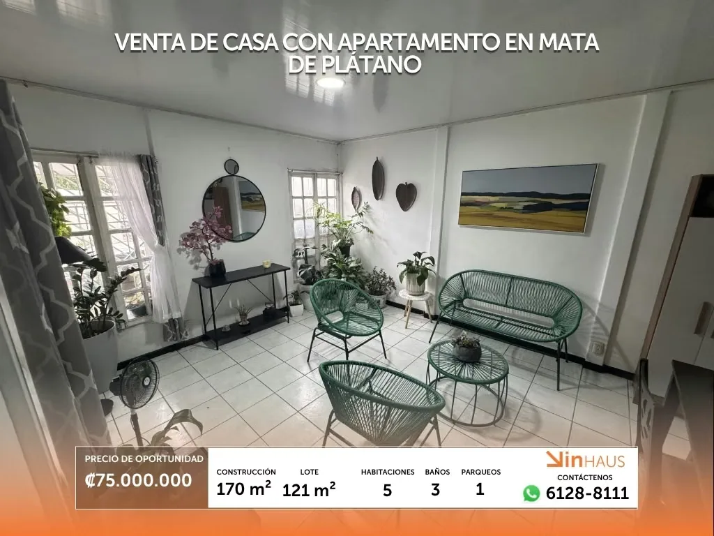Venta de casa con apartamento en urbanización ubicada en Mata de Plátano de Goicoechea. En primera planta se ubica la casa original, la cual posee un gareje para un carro y espacio ... — photo 5