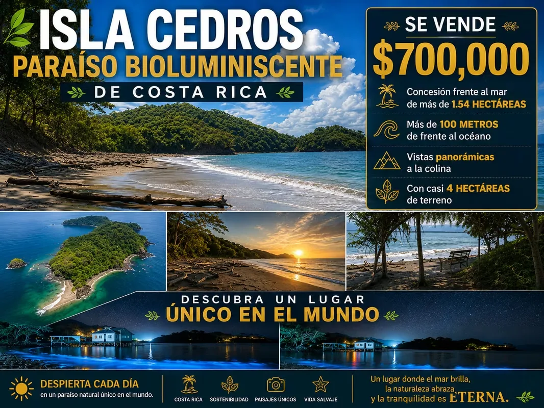 Isla Cedros is an extraordinary investment opportunity in one of Costa Rica's most exclusive and pristine natural destinations. This beachfront concession spans more than 1.54 hectares ...