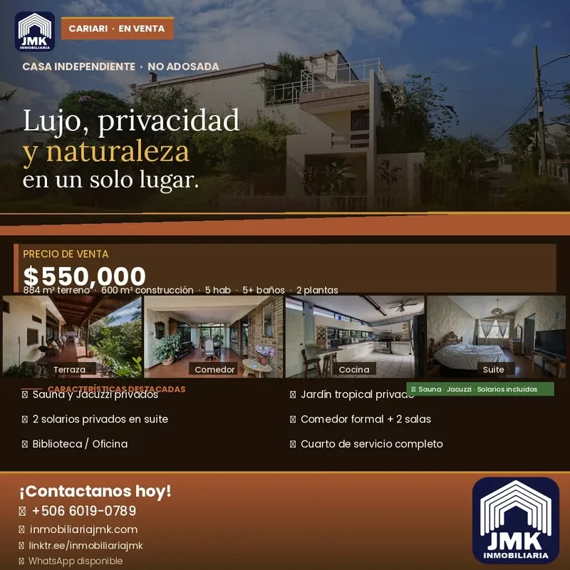 HERMOSA CASA EN VENTA EN CIUDAD CARIARI, IDEAL PARA HOTEL BOUTIQUE O BnB