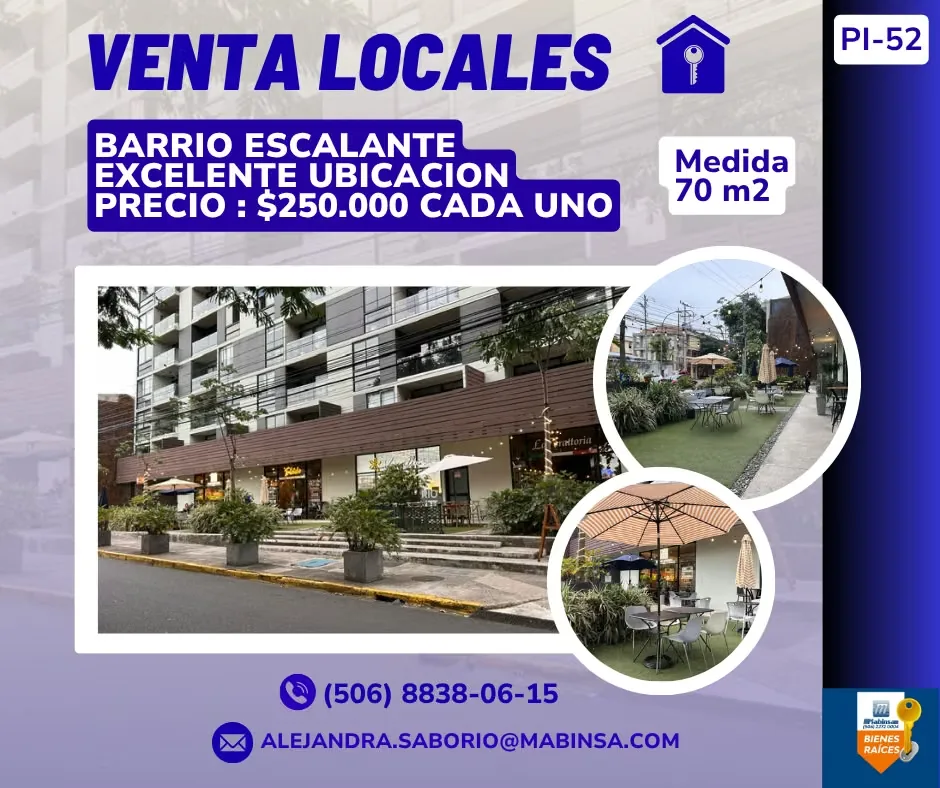 PI-52 VENTA LOCALES COMERCIALES EN BARRIO ESCALANTE