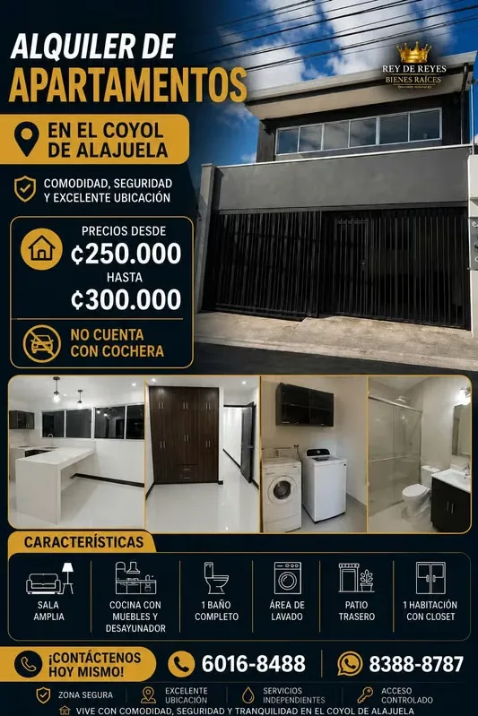Apartamentos disponibles en alquiler en El Coyol de Alajuela