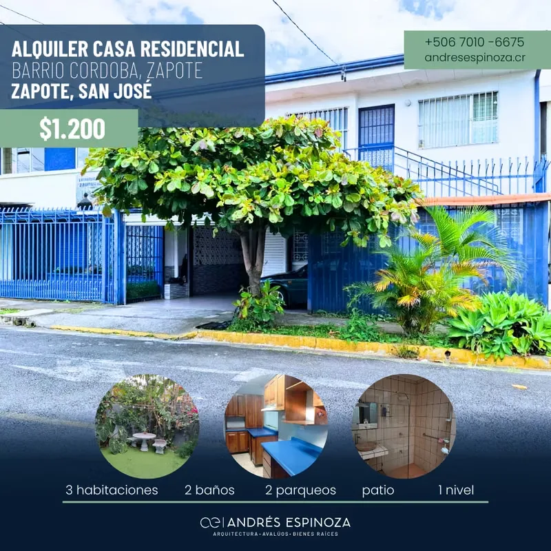 AE ARQUITECTURA | HOUSE FOR RENT ZAPOTE Bo CÓRDOBA AE 1257