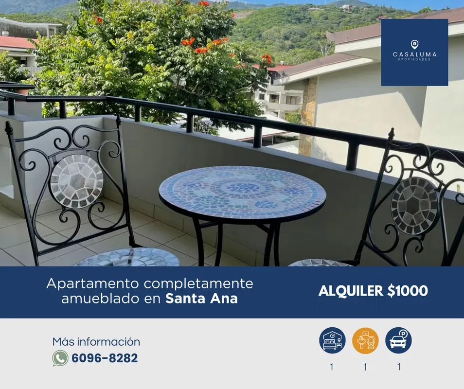 ¡Apartamento en alquiler en Santa Ana!