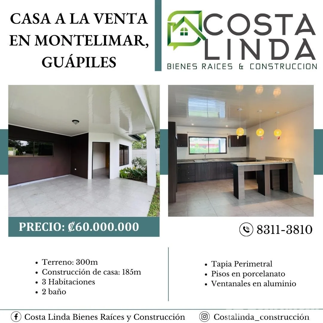 3 Bedroom House for Sale in Pococi, Limon for $132,000