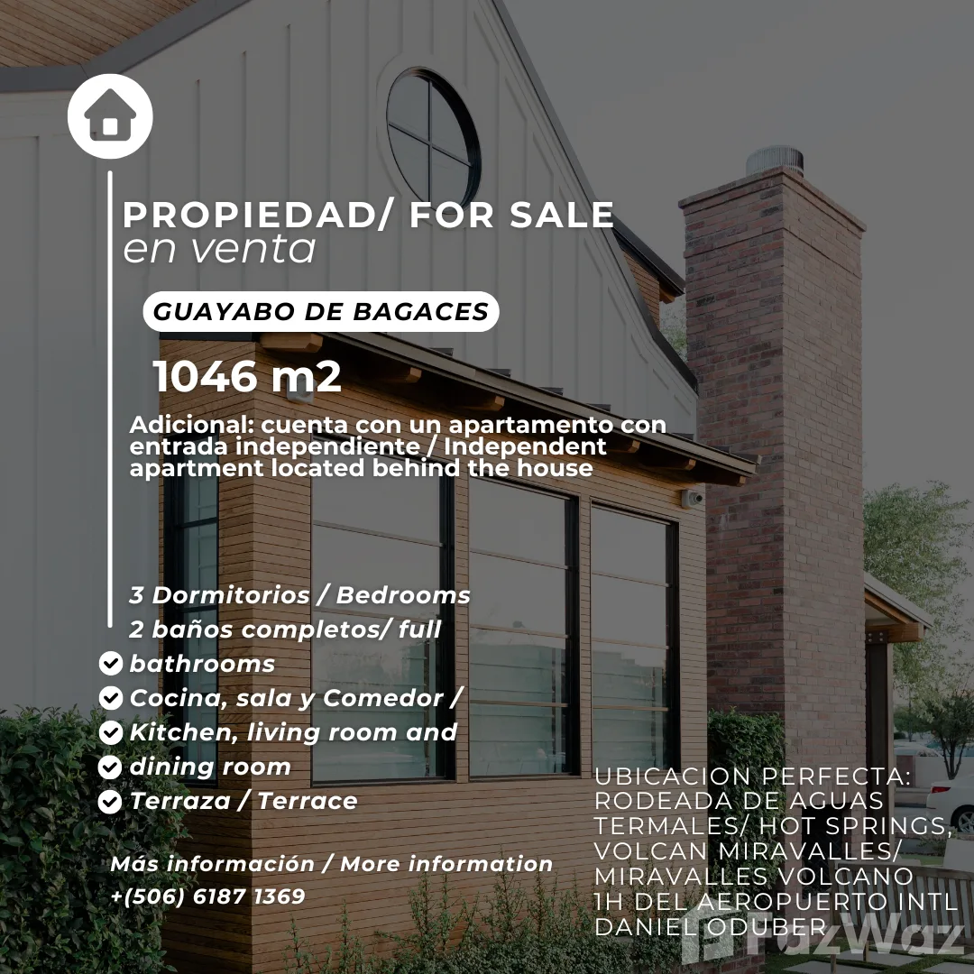 3 Bedroom House for Sale in Bagaces, Guanacaste for $176,000