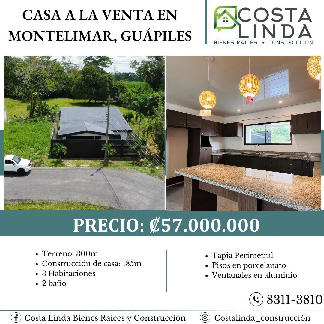 3 Bedroom House for Sale in Pococi, Limon for $125,000