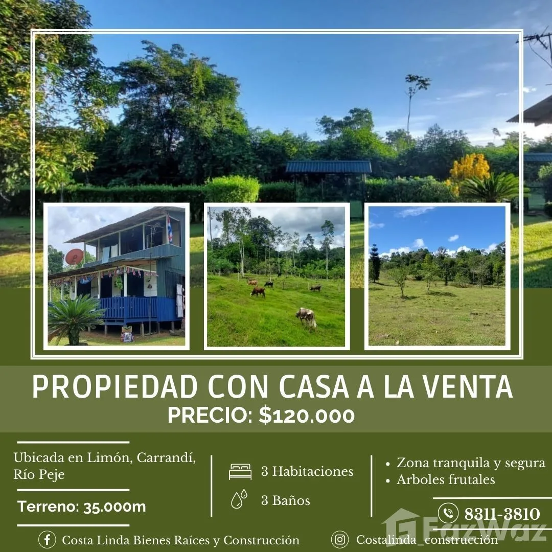 Land for Sale in Matina, Limon for $120,000