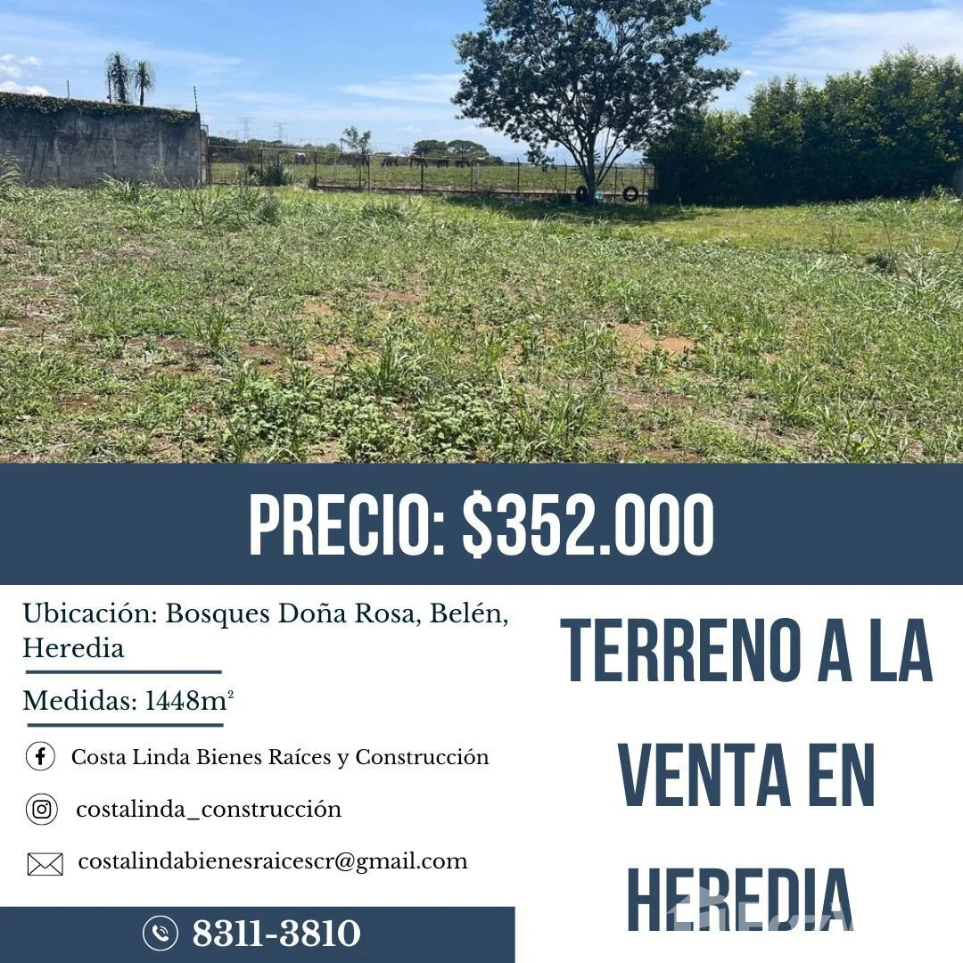 Land for Sale in Belen, Heredia for $352,000