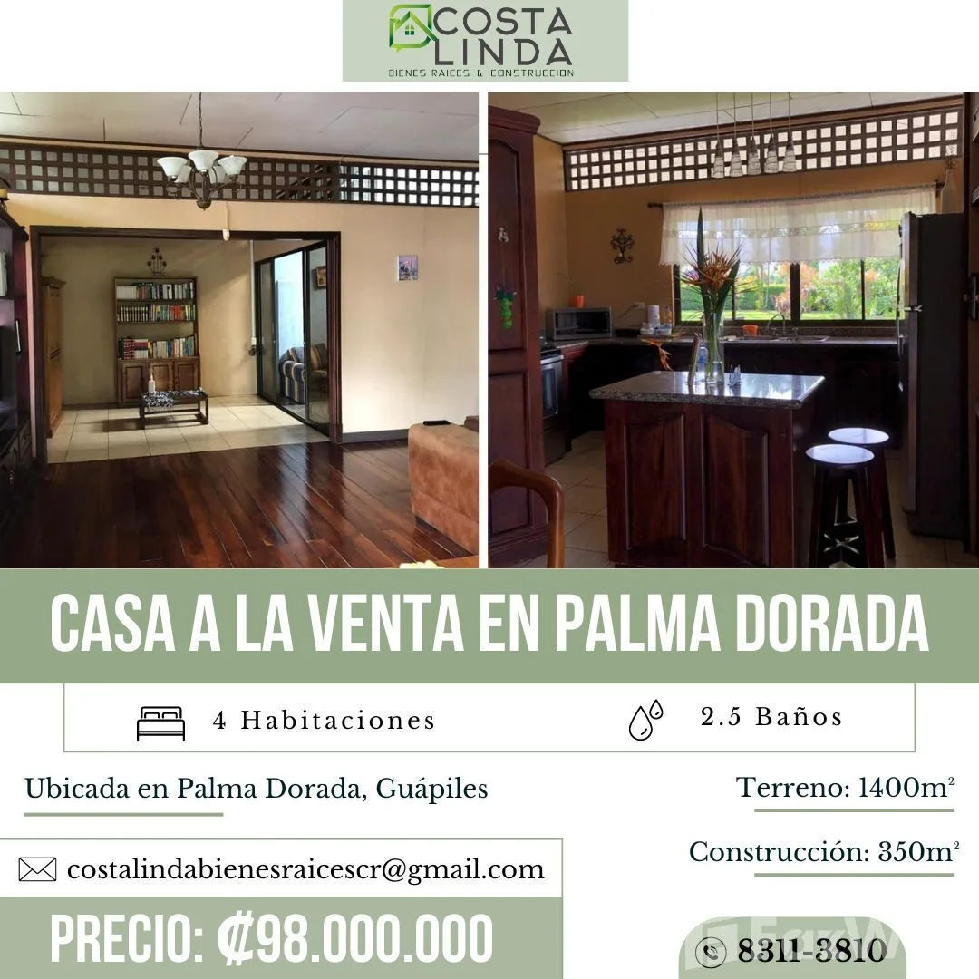 4 Bedroom House for Sale in Pococi, Limon for $216,000
