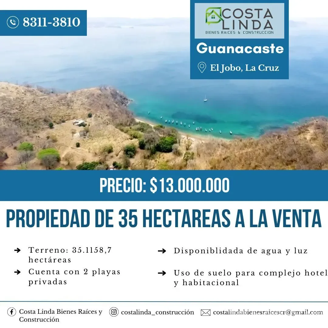 Land for Sale in La Cruz, Guanacaste for $13,000,000
